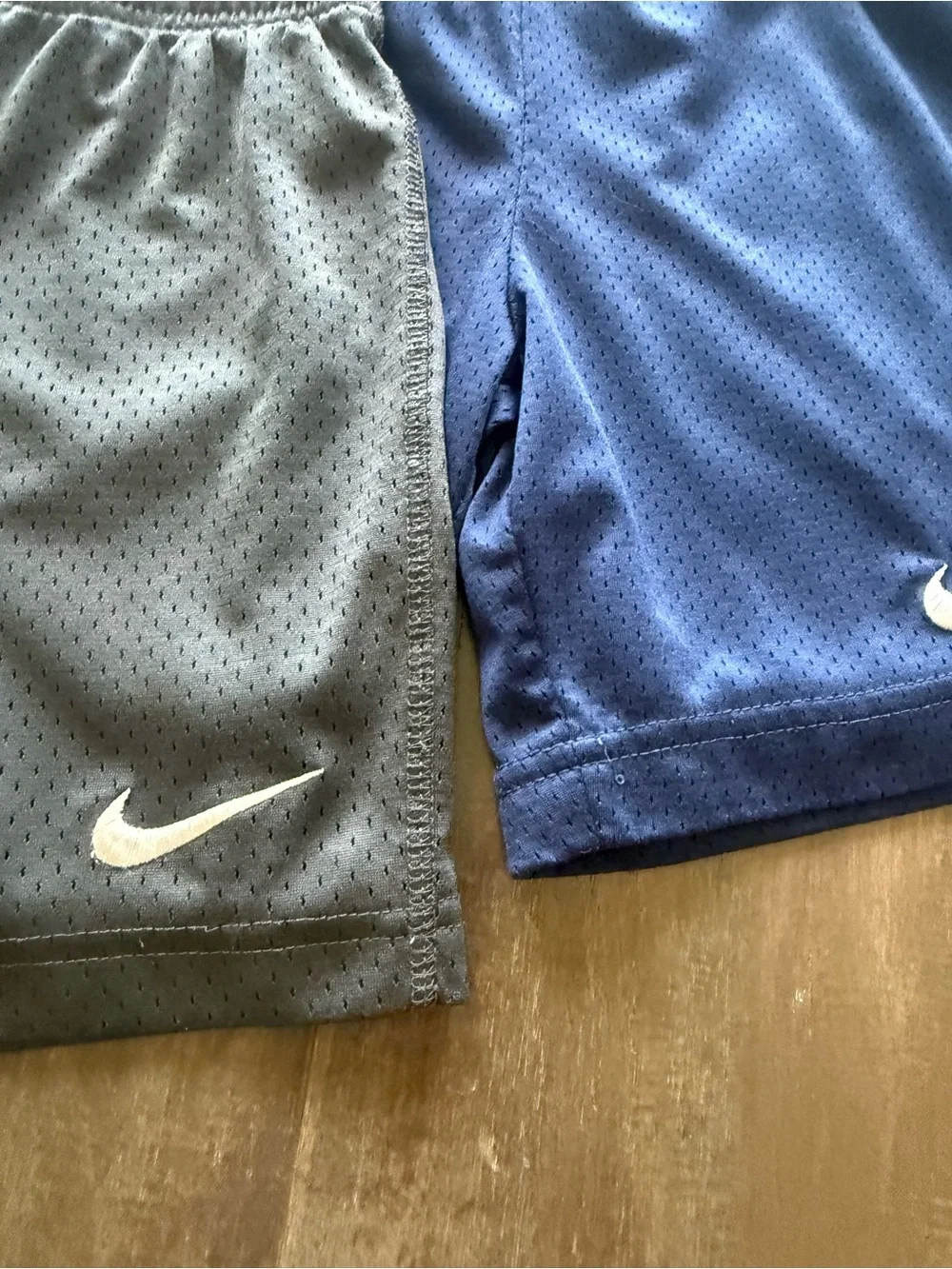 Nike Boys Blue and Gray Mesh Shorts Lot of 2 Size M 6-7yo 5” Inseam Drawstring